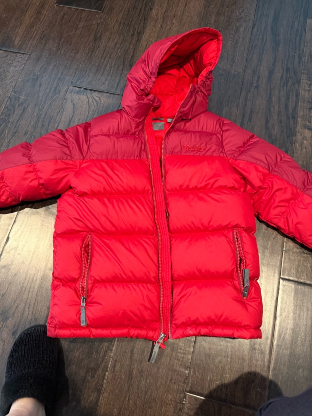 Marmot Kids Red Hooded Puffer Jacket